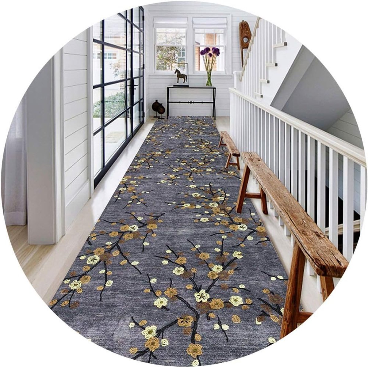 Long Runner tapijten voor hal gebied tapijten gang tapijt grijs moderne chemische vezel indoor gangpad nachtkastje machine wasbaar, meerdere maten (kleur: A, maat: 1x5m)