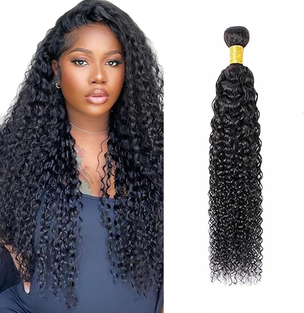 Wave Human Hair Bundles Unprocessed Human Hair Extensions Natural Black #1B Color Double Weft Weave Single Bundles 50g/Piece for Woman 18 Inch