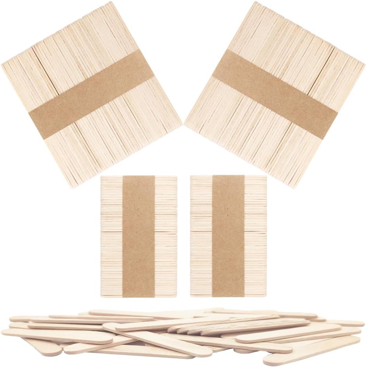 Houten ijsstokjes, combinatie van twee maten, 100 stuks, berkenhouten basiskleur, DIY