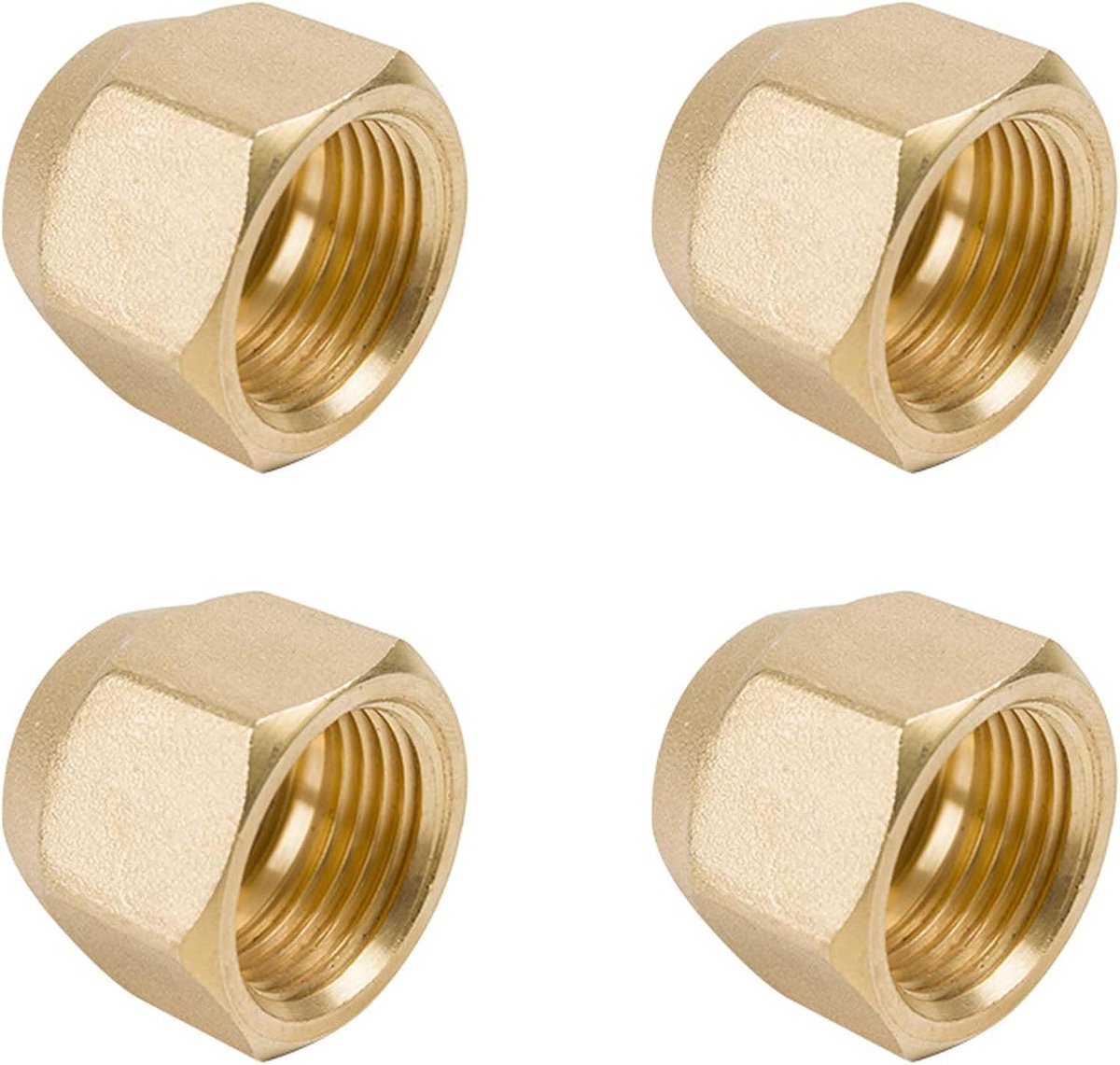 4 stuks split felmoeren, flensdop van messing, messing felmoeren, airconditioningsonderdelen, aansluitingen, 3/8 inch voor koelmiddelleiding, airconditioning, adapter voor HVAC-airconditioning
