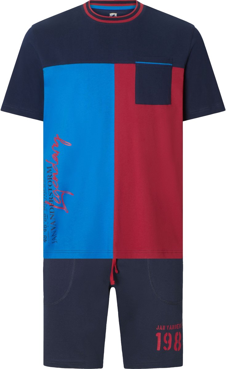 Jan Vanderstorm herren Korte Pyjama - 68/70 - donkerblauw - Plus Size