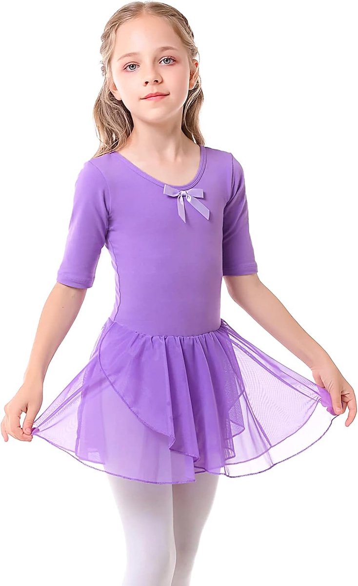 Balletjurk voor meisjes, katoen, danspakje, danspakje, danskleding, gymnastiekkostuum met rok
