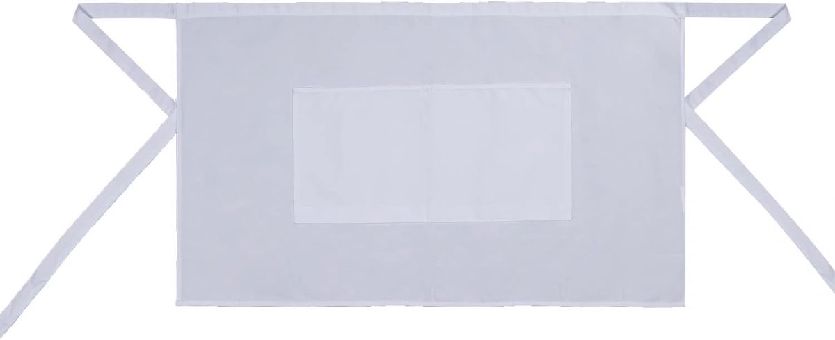 Kort schort met zak, 40 x 70 mm (10 stuks), uniseks, Wit, 40mmx70mm