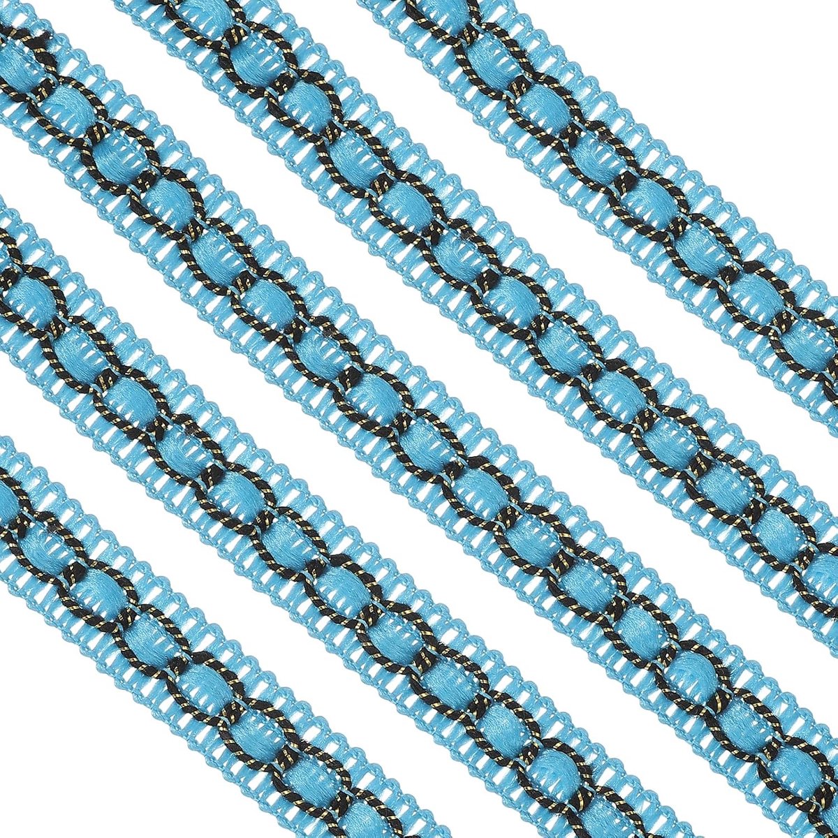 Vlechtmanchet van 11 m, breedte 0,7 inch, gevlochten lint van kant, vlechtband, voor accessoires, naaien, doe-het-zelf, decoratie, huis, kostuum, hemelsblauw