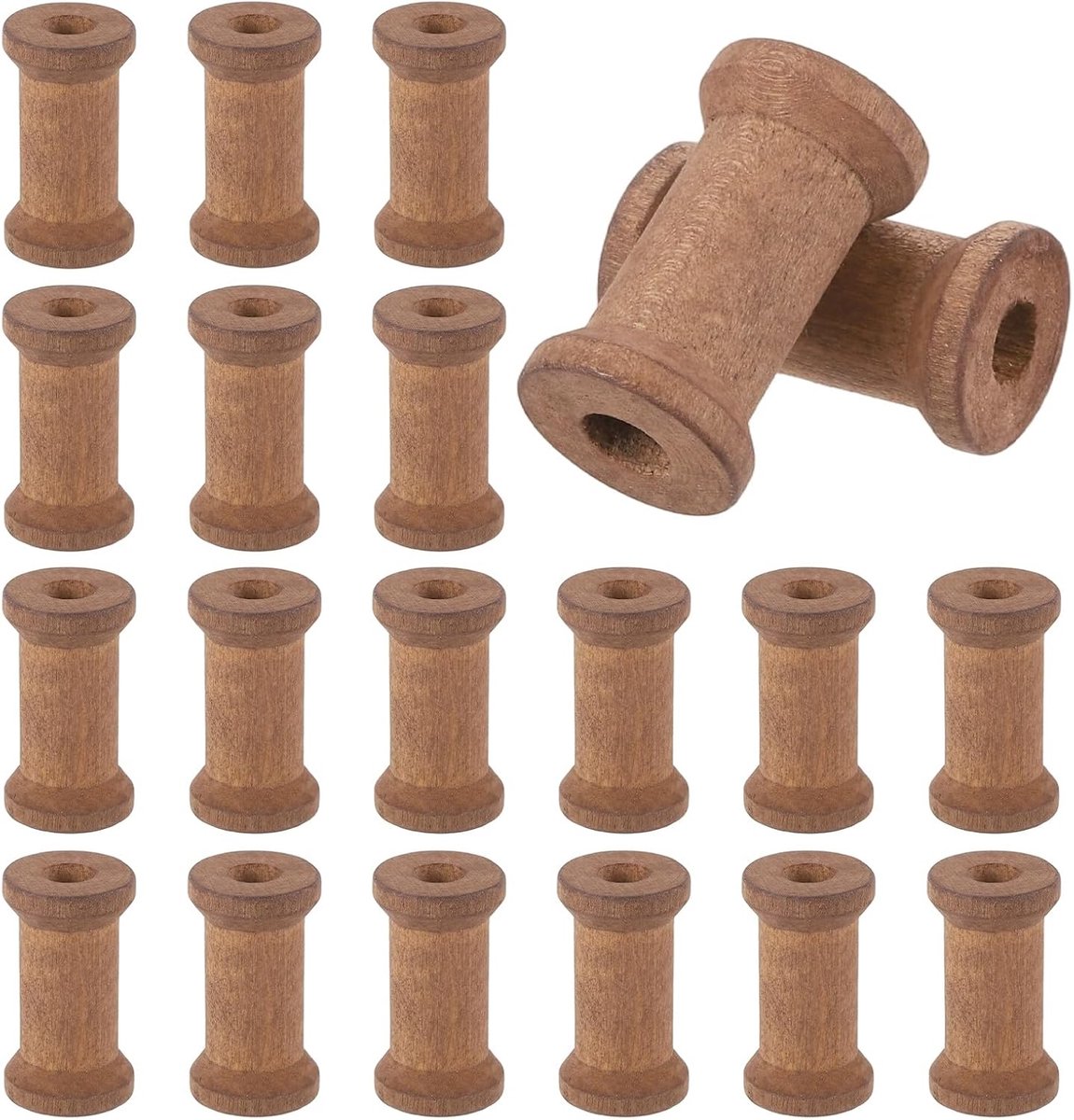 Spoelen voor handwerk, 1,06 inch lege spoelen van natuurlijk hout voor draad weven koord naaien lint ketting verpakking, bruin