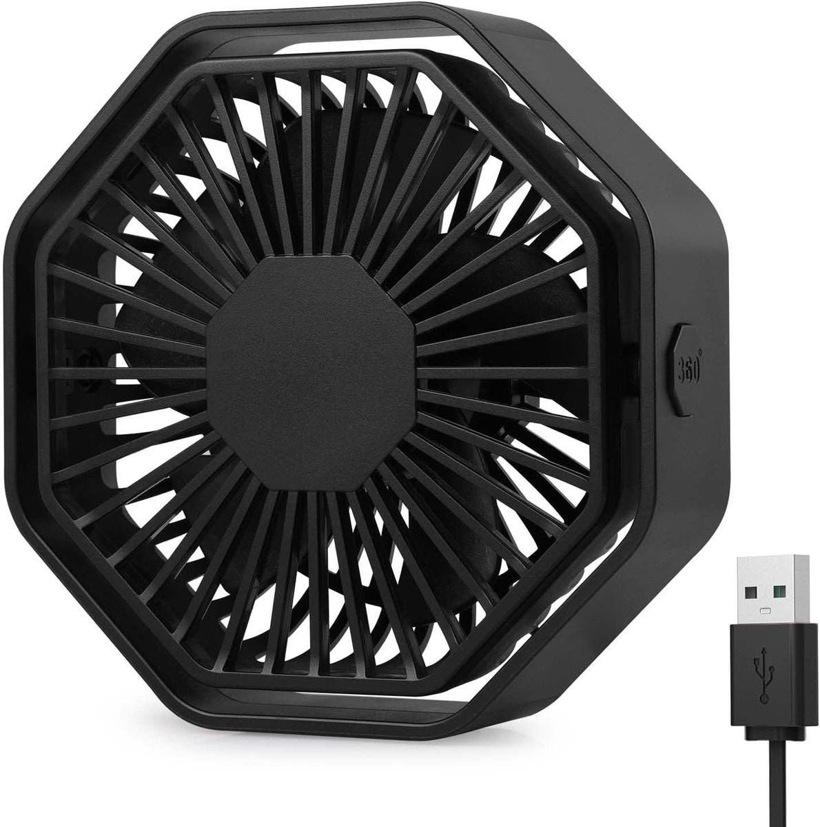 USB-ventilator, draagbaar, 3 snelheden, 360 graden rotatie, bewonderaar, klein, voor bibliotheek, kantoor, camping, picknick