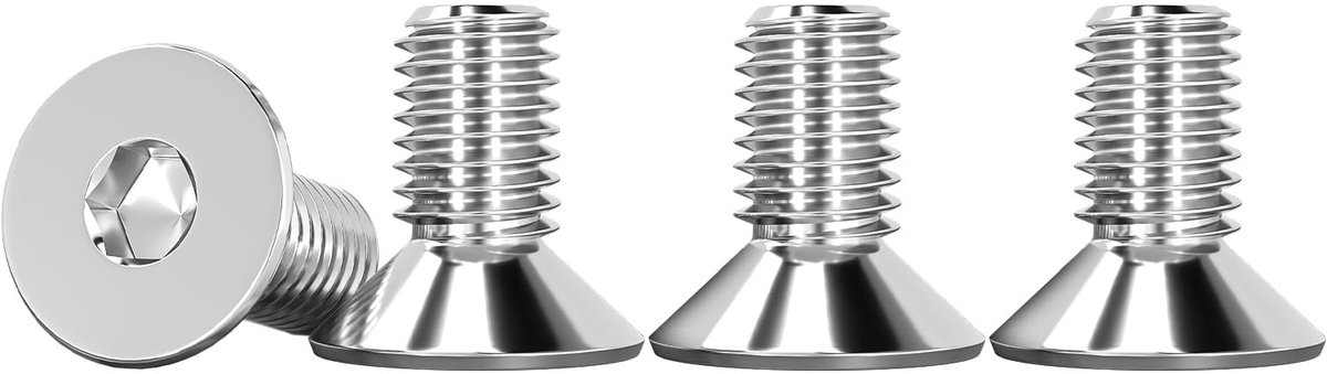 25 stuks M6 X 10mm verzonken kopschroeven roestvrij staal V2A VA A2 schroeven met verzonken kop DIN 7991 / ISO 10642 verzonken schroef roestvrij zilver binnenzeskant schroef verzonken kop