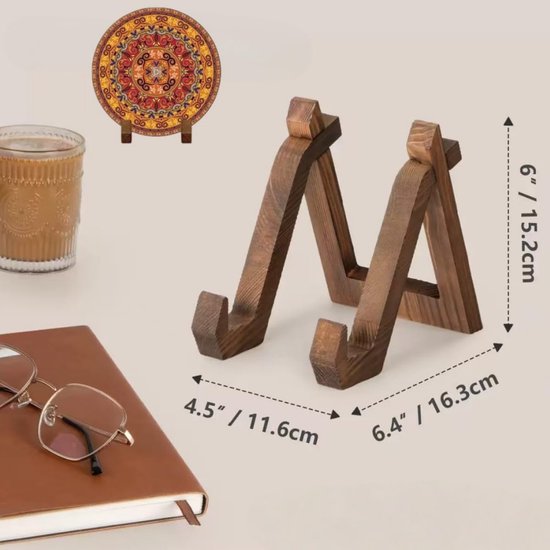 Houten bordenstandaard, 15,2 cm, display voor fotolijsten en multifunctionele ezel, voor boekenplaat, ansichtkaart, kunst, decoratieve schilderijen, lijst van Houten — afbeelding 5
