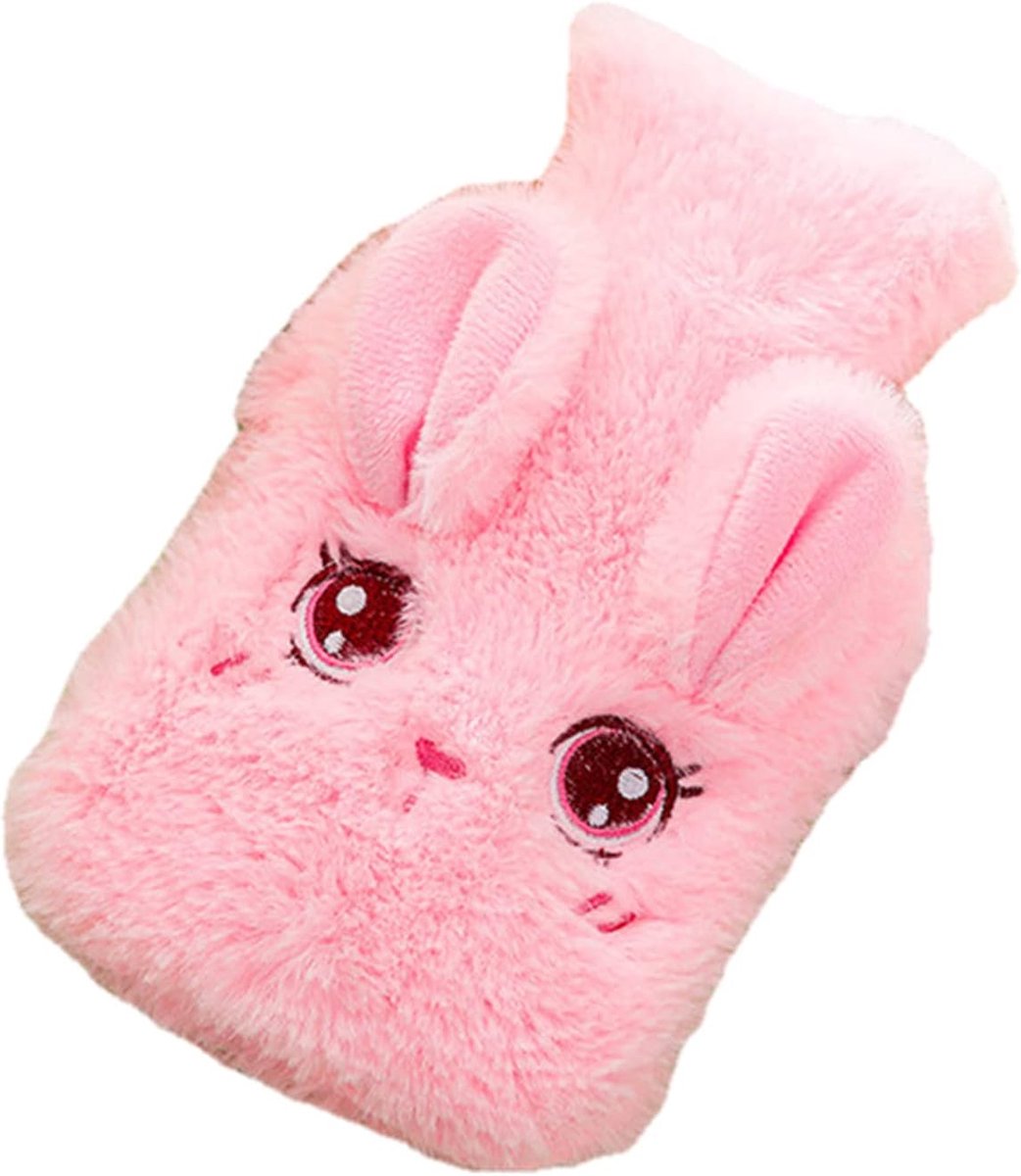 Hot Water Bottles Portable Cartoon Cute Hot Water Bottle Soft Plush Hot Water Bottle Durable Hand Warmer Winter Warm Household Items-Pink
