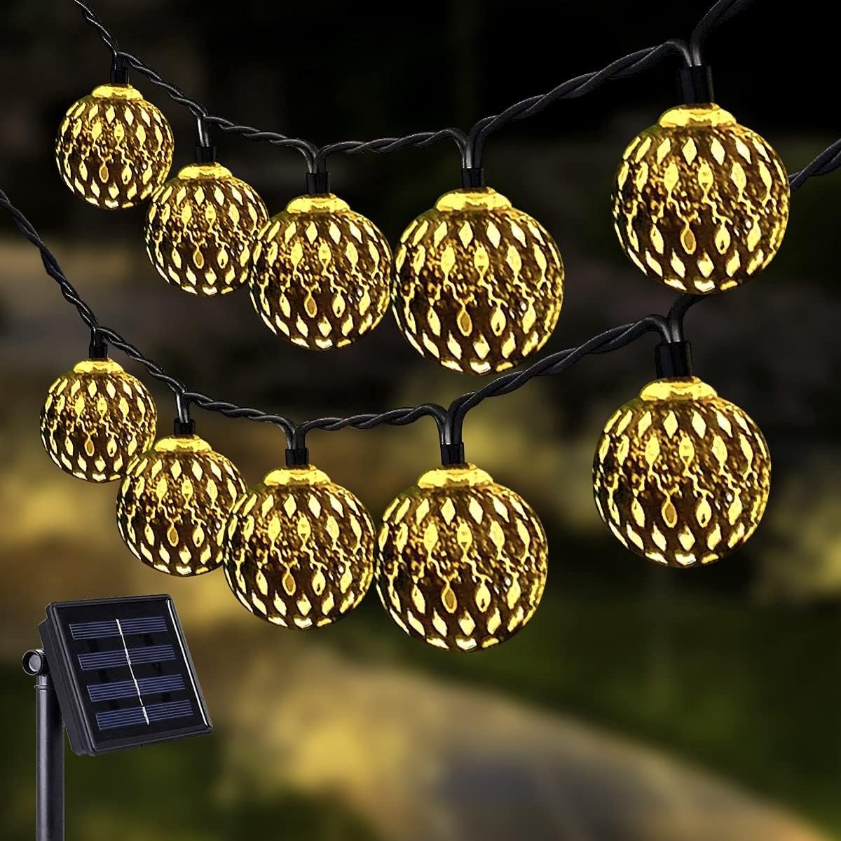 Vellaro Tuinverlichting buiten lichtsnoern - Warmwit - 7 meter - Zonne-energie LED met 50 Marokkaanse bollen - Voor tuin en terras