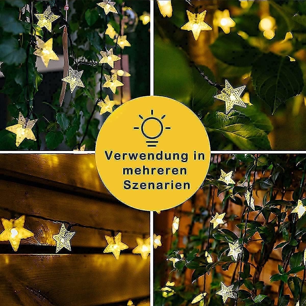 Vellaro Tuinverlichting buiten lichtsnoern - Warmwit - 15 meter - Solar LED lichtsnoer met 120 sterren - Weerbestendig voor tuin en terras