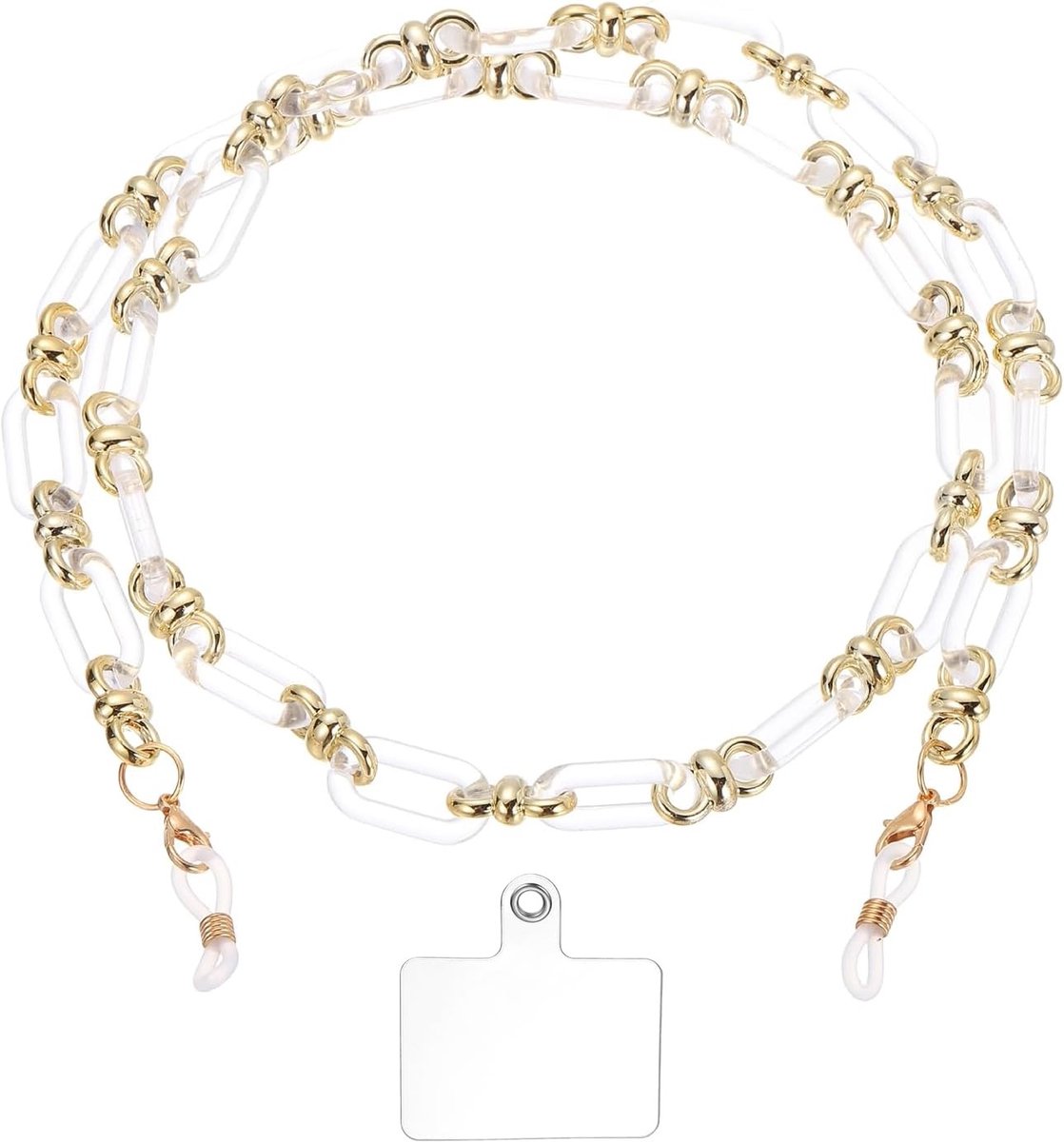 Acryl brillenkoord, brilhouder en zonnebrilband, transparant en wit, ideaal voor vrouwen en meisjes, stijlvolle brilketting voor dagelijks gebruik