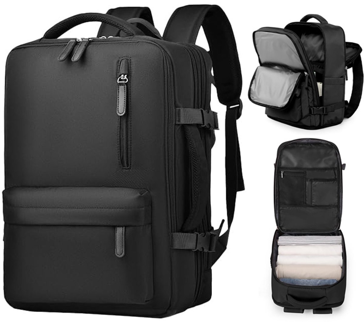 Rugzak - Laptop rugzak - 45*32cm - Waterdichte Laptop Rugzak - Grote Rugzak met Laptopvak, Lichtgewicht Reis- en Werkrugzak voor Dames en Heren, Business Schooltas voor Werk, Studie en Reizen - Zwart