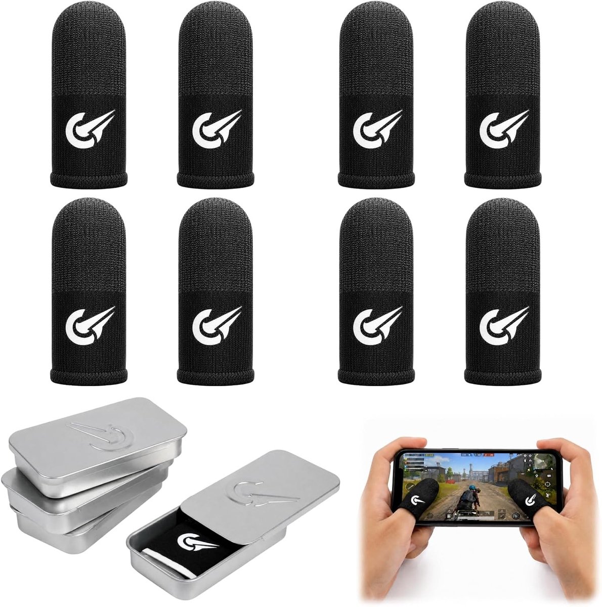 8 Vingerhulzen voor Gaming – Anti-Zweet Vingersleeves voor Touchscreen – Ademend en Gevoelig voor Nauwkeurige Spelbesturing – Ideaal voor Mobiele Games en E-sports