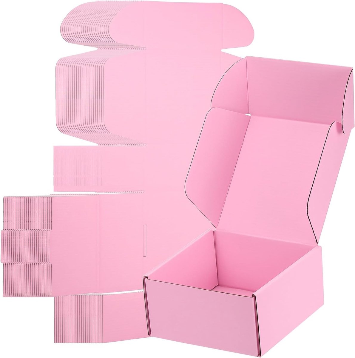 Verzenddozen 6x6x3 voor Kleine Bedrijven - 25 Stuks Golfkartonnen Cadeaudozen voor Verzend- en Verhuisdoeleinden, Roze, Ideaal voor Handgemaakte Producten