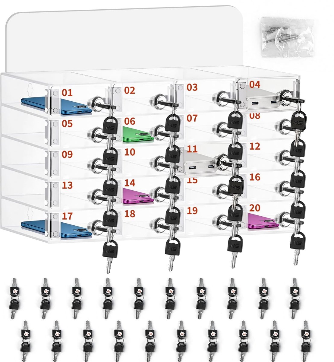 SolidKeus - Mobiele Telefoon Kluis met 20 Slots