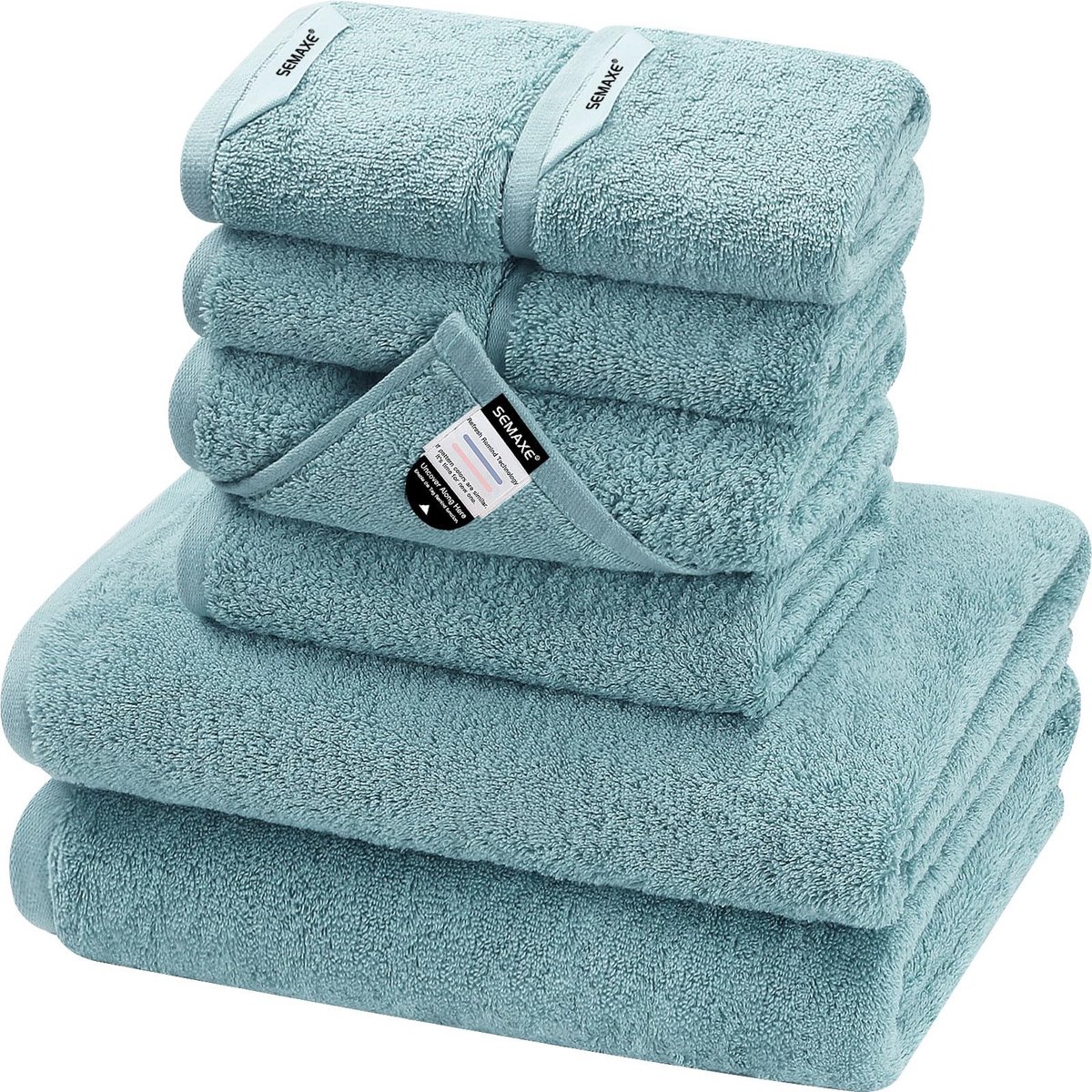 SolidKeus - Badhanddoek Set, 8 Stuks in Blauw