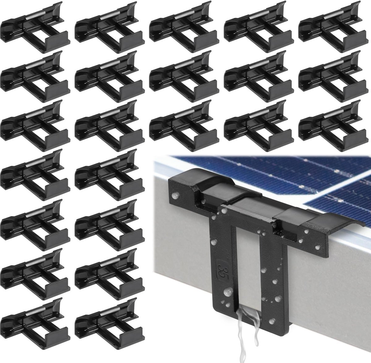 SolidKeus - 24 Stuks Waterafvoerklemmen voor Zonnepanelen, ABS Materiaal, Zwart