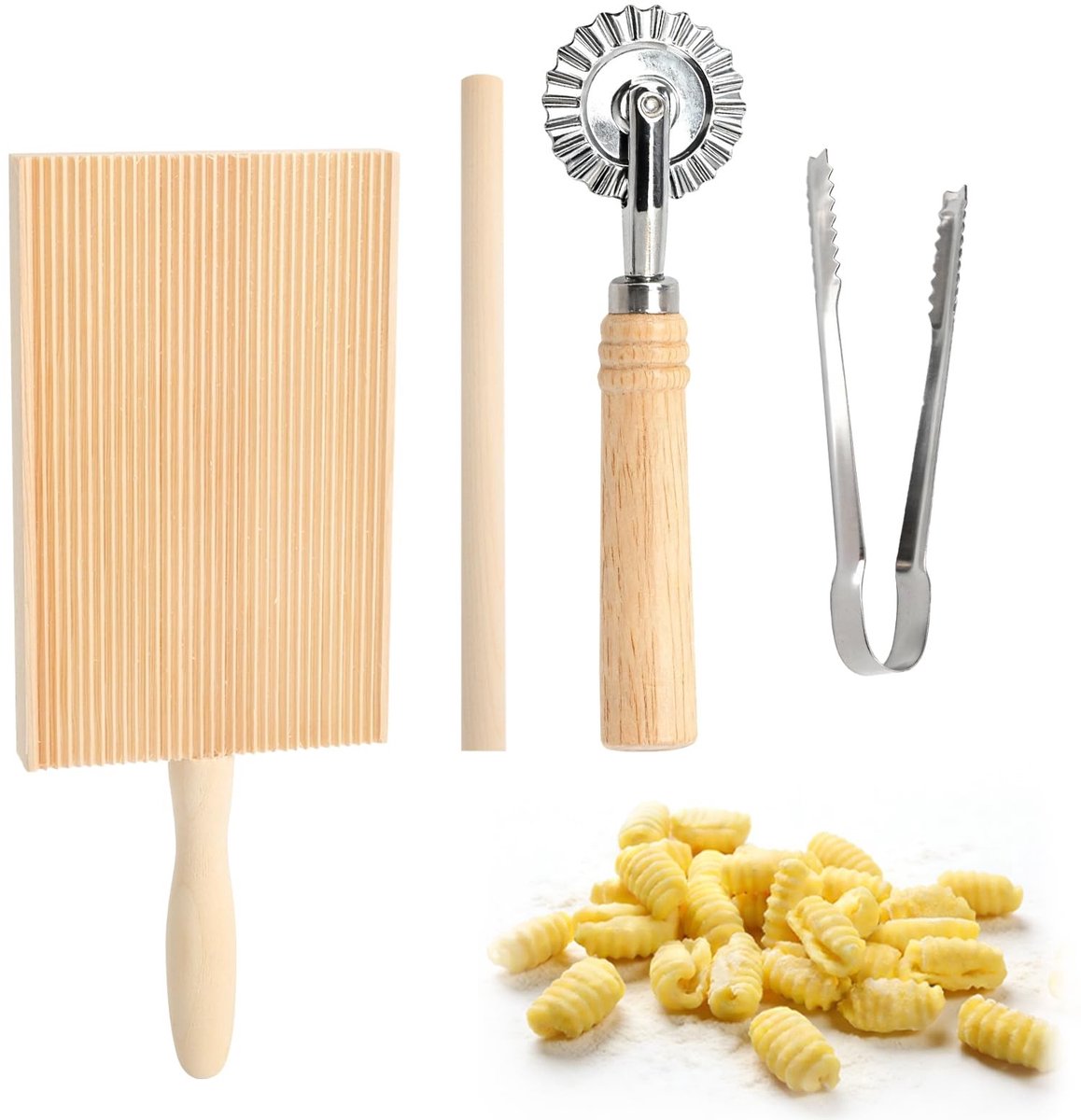 SolidKeus - Gnocchi Houten Bord Set met Deegsnijder en Spätzle Bord