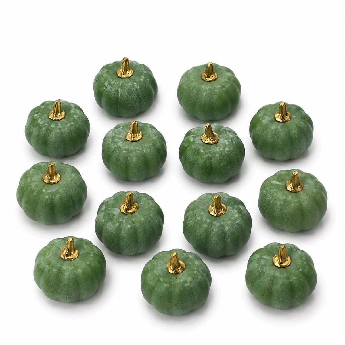Pompoendecoraties - 12 Stuks Kunstmatige Pompoenen - Imitatiepompoenen voor Herfst - Thanksgiving en Halloween Decoratie - Geschikt als Kerstdecoratie - Groen