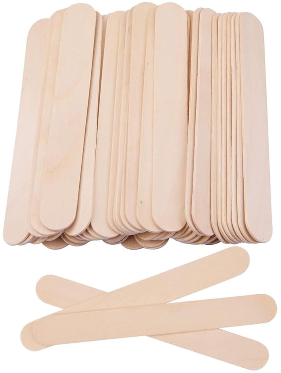50x Houten Wax Spatels - Waxstokjes voor Ontharen - Kleine Houten Spatels voor Gezicht & Lichaam - Wegwerp Wax Applicators