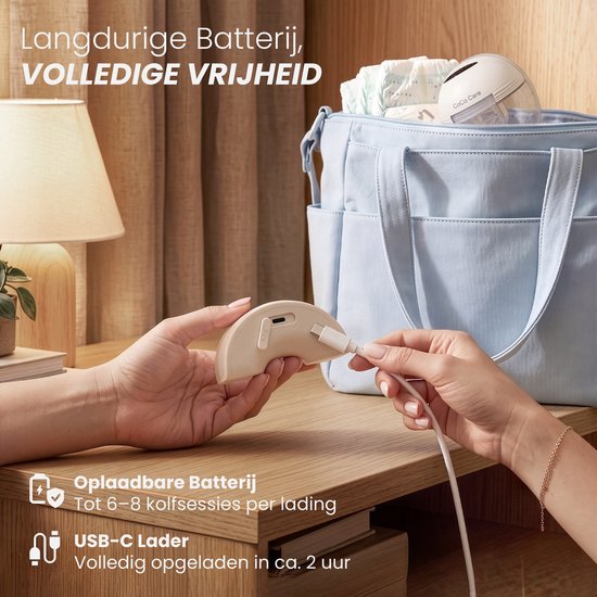 CoCo Care® Dual Flow Pro 2025 - Elektrische Borstkolf - Handsfree Borstkolf - Borstkolf Handsfree - BPA-vrij - Inclusief PPSU Babyfles & 30 Melkbewaarzakjes - Beige van Merkloos — afbeelding 5