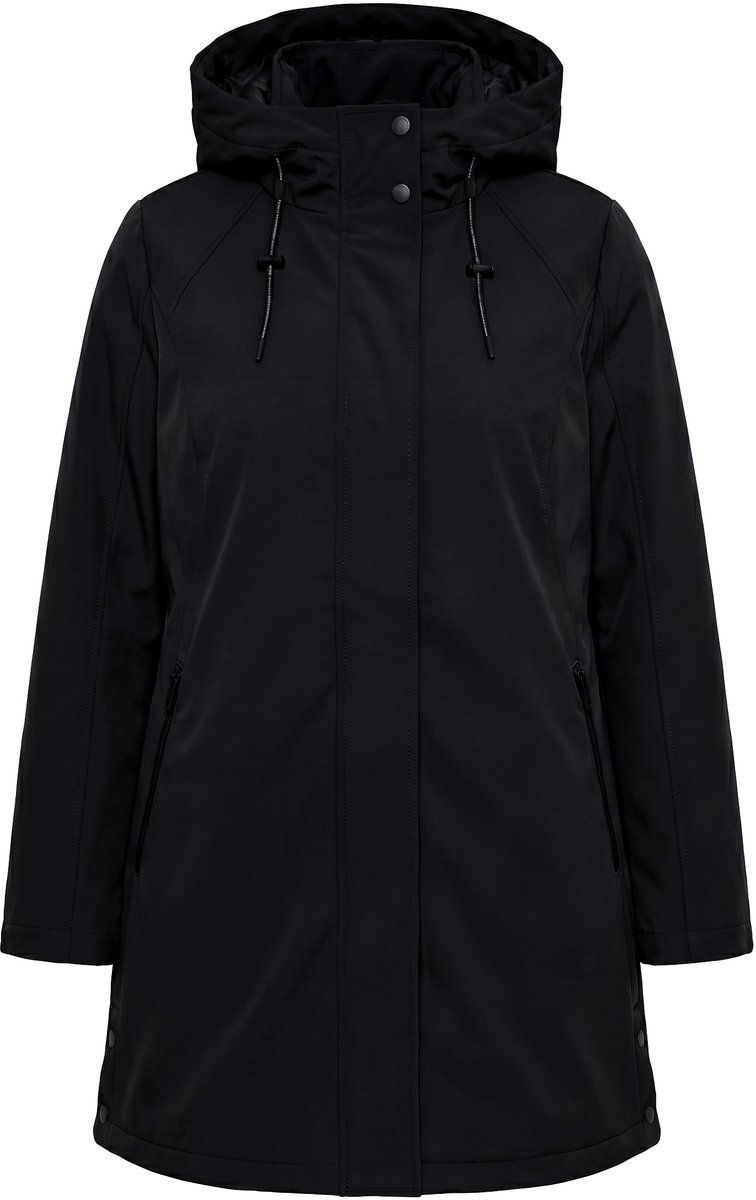 Ulla Popken - Dames - HYPRAR functionele jas waterafstotend capuchon - Zwart - Maat 62+