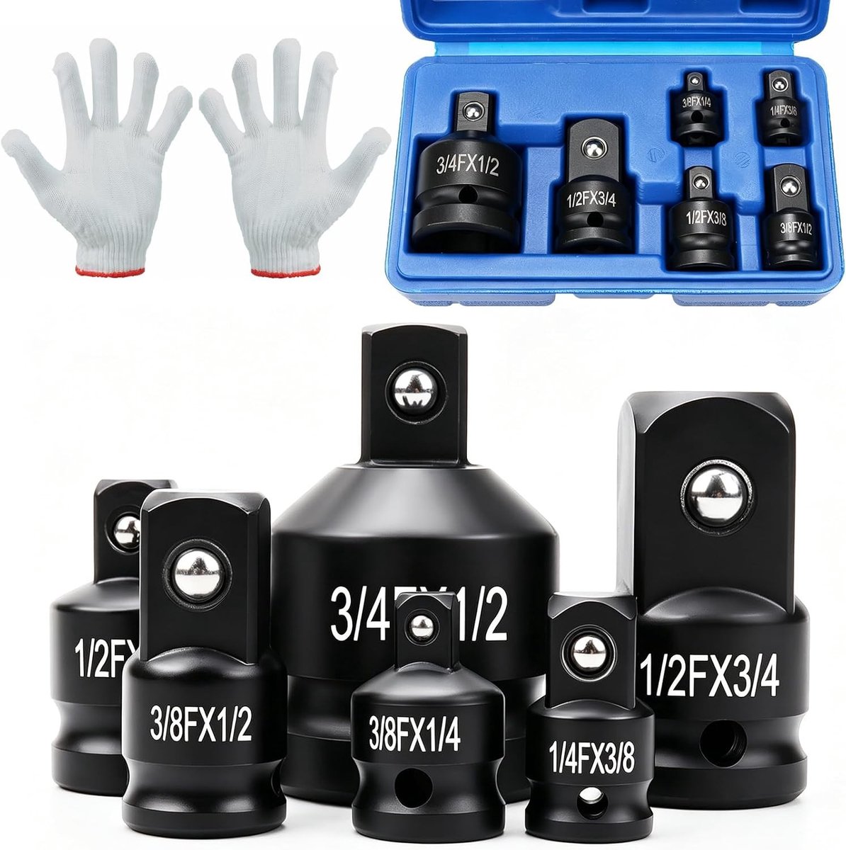 Adapterset voor Dopsleutels - Blauw - 6 Stuks - Chroom-Vanadium Staal - Voor Doe-Het-Zelvers