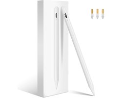 Stylus Pen voor Apple iPad 2018-2024 met 2X Snellader/Palm rejection, Kantelfunctie Pencil Compatibel met iPad Pro M4 11"/12.9"/13", iPad 10e/9e-6e generatie, iPad Air 3-5e/11-13" M2, iPad Mini 5/6