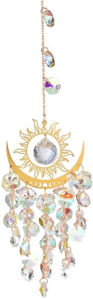 Zonnevanger kristal zon maan windgong voor raam prisma kristal zonnevanger hangende decoratie voor huis slaapkamer woonkamer