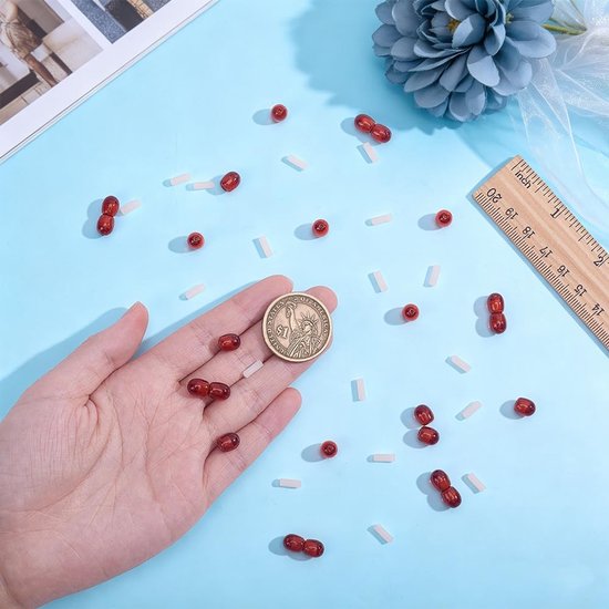 12 Sets Plastic Screw Clasps Dark Red Plastic Screw Clasps voor Sieraden Making, 8x7mm Bead Size with 1.2mm Hole, Column Shape Barrel voor DIY Necklace Bracelet Connectors — afbeelding 2