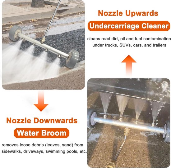 Hogedrukreiniger voor Auto-Onderkant 41 cm, met 3 Verlengstukken en 1/4" Snelkoppelingsmondstuk, Undercarriage Pressure Washer voor Onderkant Inclusief 4 Mondstukken, 4000 PSI (Grijs) — afbeelding 5