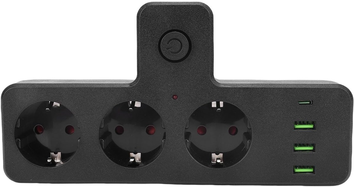Outlet Extender, 3 AC-uitgangen 3 USB-poorten 1 Type C-poort Multifunctionele Stekkerdoos met Schakelaar, voor Thuiskeuken Game Room RV