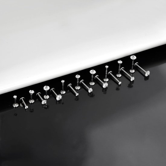 G23 Titanium piercing stud 16G/18G/20G lippiercing tragus helix push in platte back studs cartilage titanium piercing sieraad 6/8/10 mm hypoallergeen — afbeelding 5