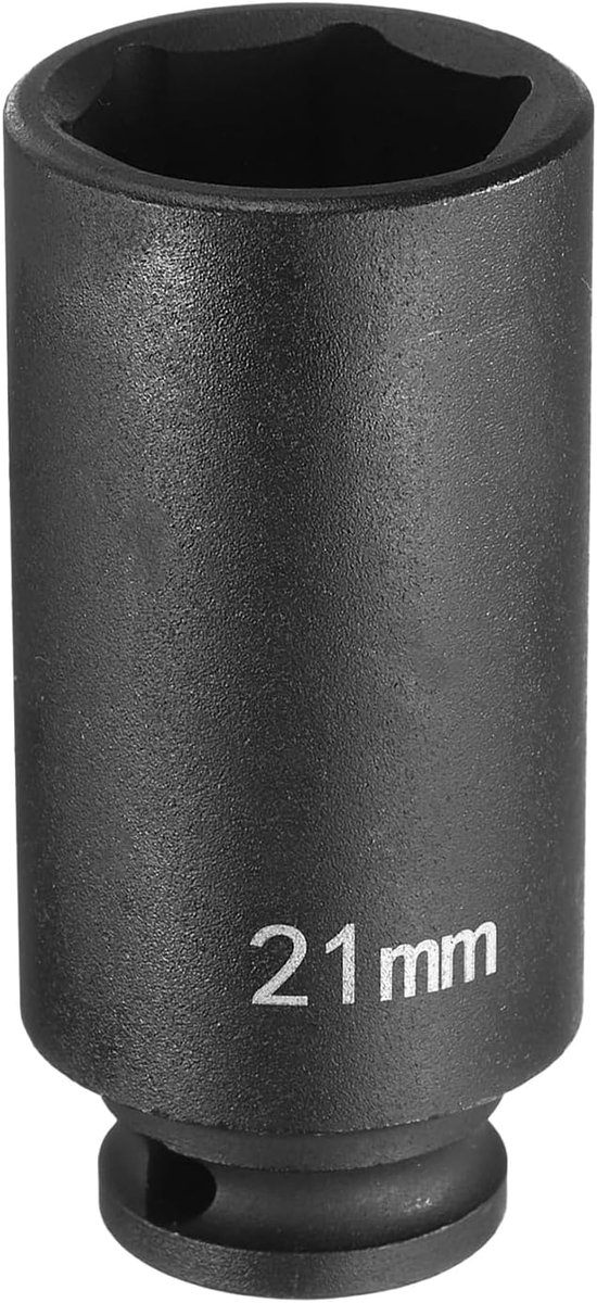 Diepe Impact Socket 3/8" Square Drive by 21mm Metric 6 Point Socket 65mm (2,56") lange CR-MO staal industriële kwaliteit flip socket voor thuis auto hex moeren bouten reparatie, zwart