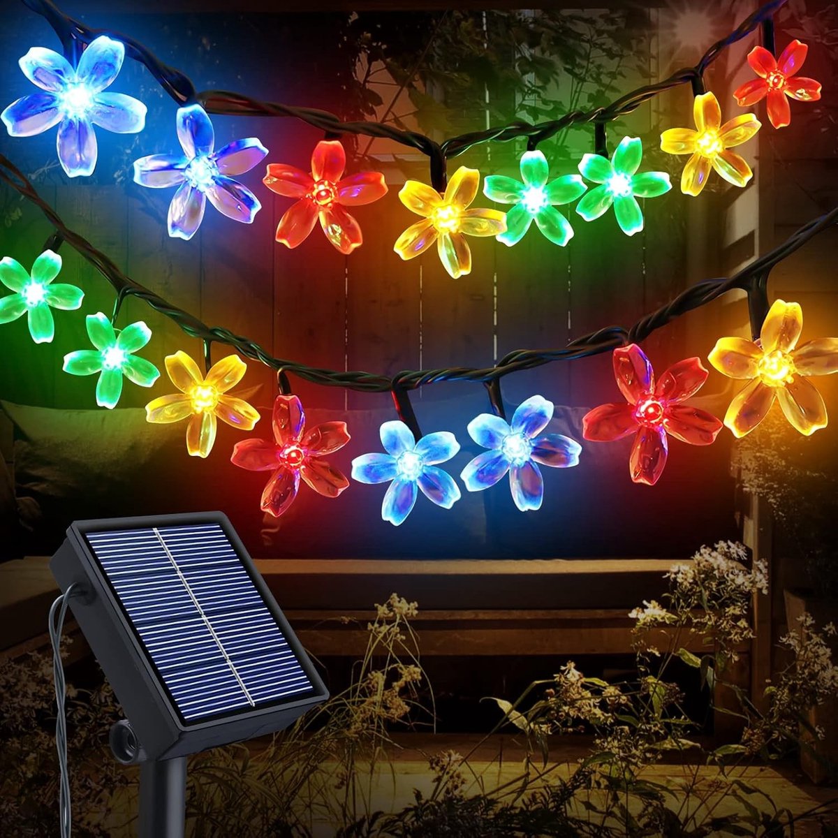 Lichtslinger op zonne-energie - Kersenbloesem - 12 m - Flexibel en Waterdicht - Voor Buiten Decoratie