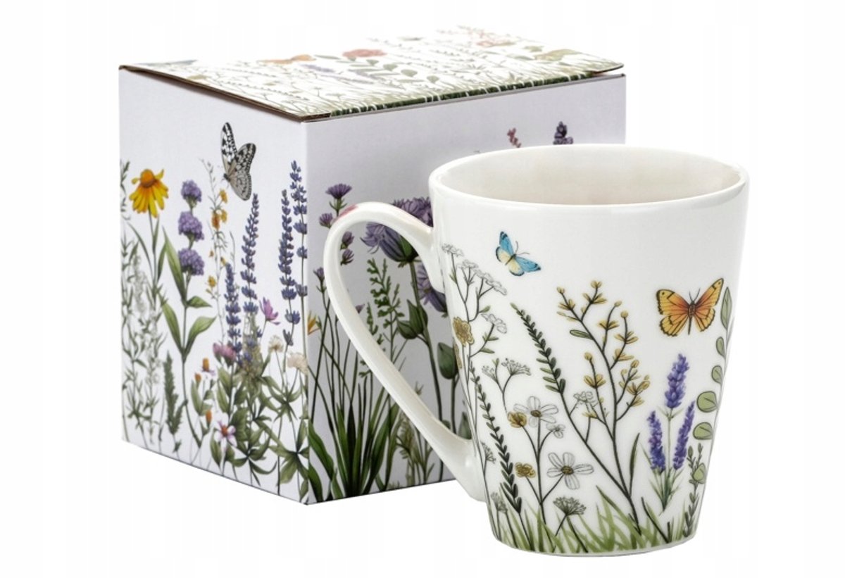 Porseleinen Mok 330ml - Bloemen & Vlinders - Perfect Cadeau