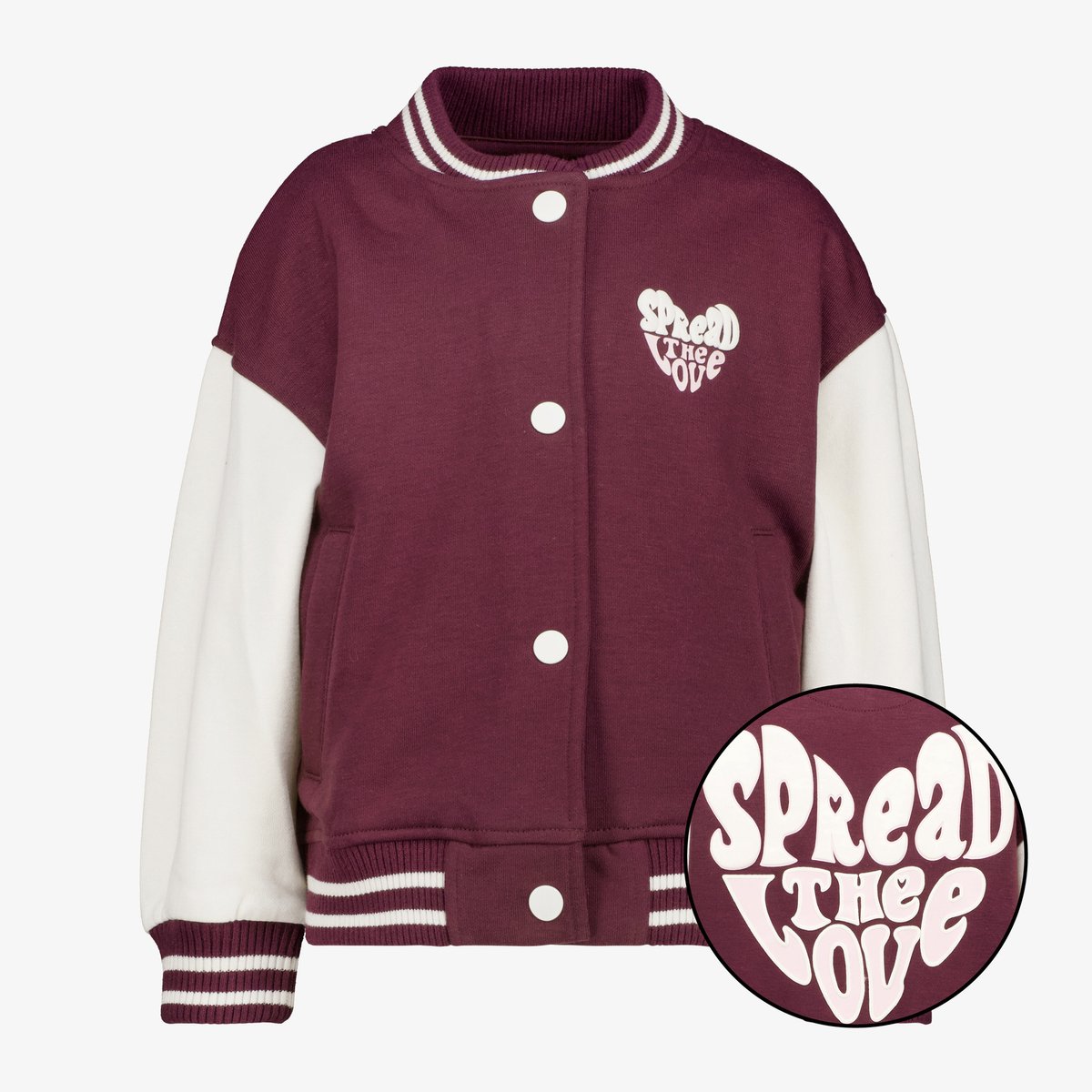 TwoDay meisjes baseball vest bordeaux wit - Maat 98/104