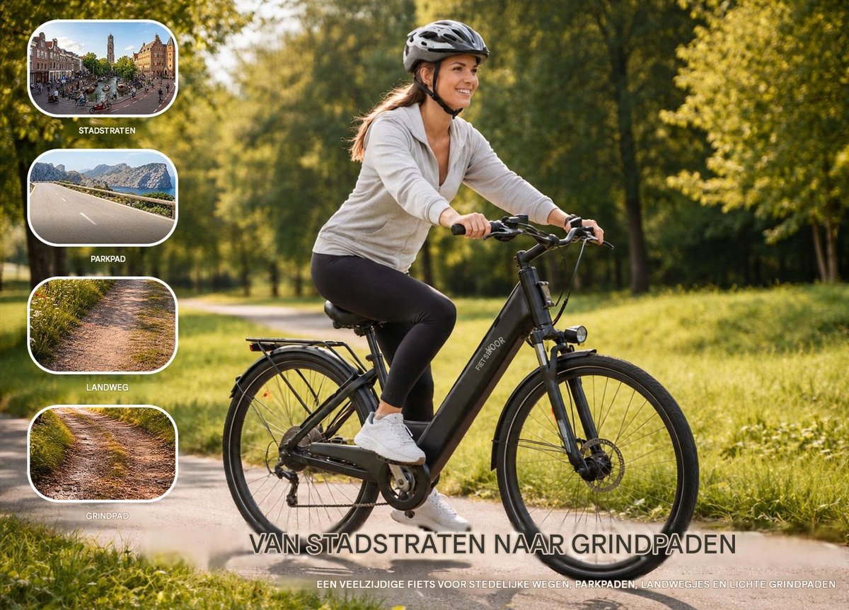 28 inch Elektrische Fiets - 250W Motor - 36V 13Ah Accu - Bereik tot 80km - Shimano 7-Snelheden - Max 25km/u - - Verende Voorvork -Elektrische stadsfietsen -Zwart thumbnail 6