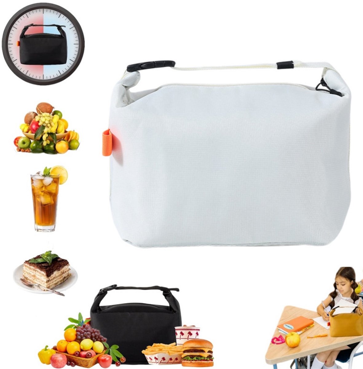 Geïsoleerde lunchtas-24.5*22*14cm–Lekvrije thermische lunchtas–Geschikt voor volwassenen en kinderen–Waterdichte koeltas–Grote inhoud–Ideaal voor werk, school, picknicks en reizen–Koeltas-Lunchtas-Koeltasje lunch-Isolatie-lunchtas dames voor werk