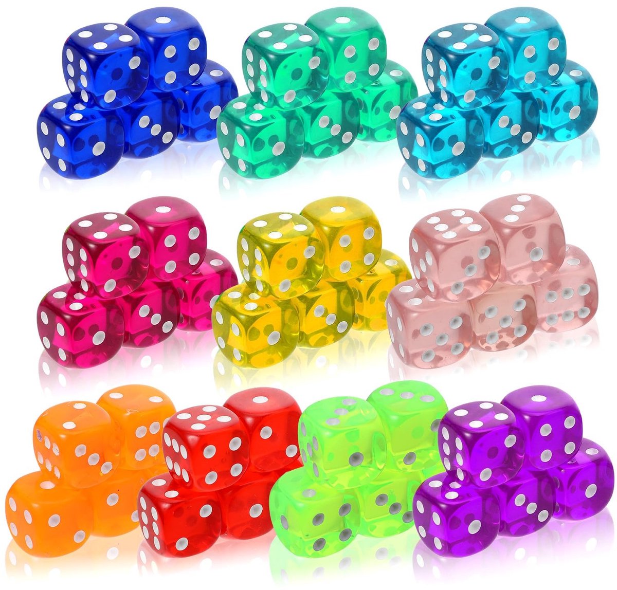 SolidKeus - Set van 50 kleurrijke 18mm Dobbelstenen voor Spellen