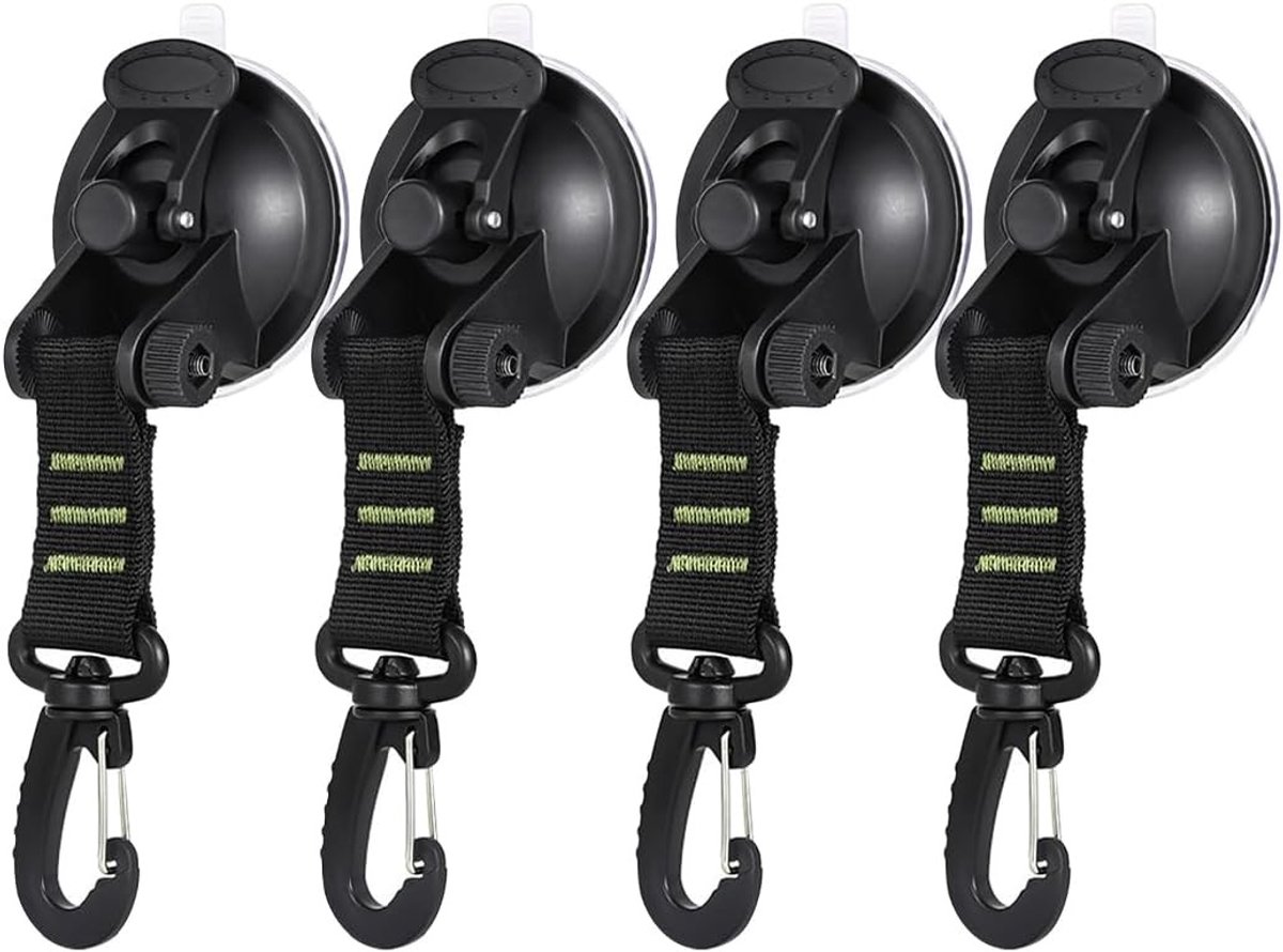 Set van 4 Zuignappen voor Camping en Auto - Zuignap Bevestigingshaken voor Tent, Luifel en Accessoires
