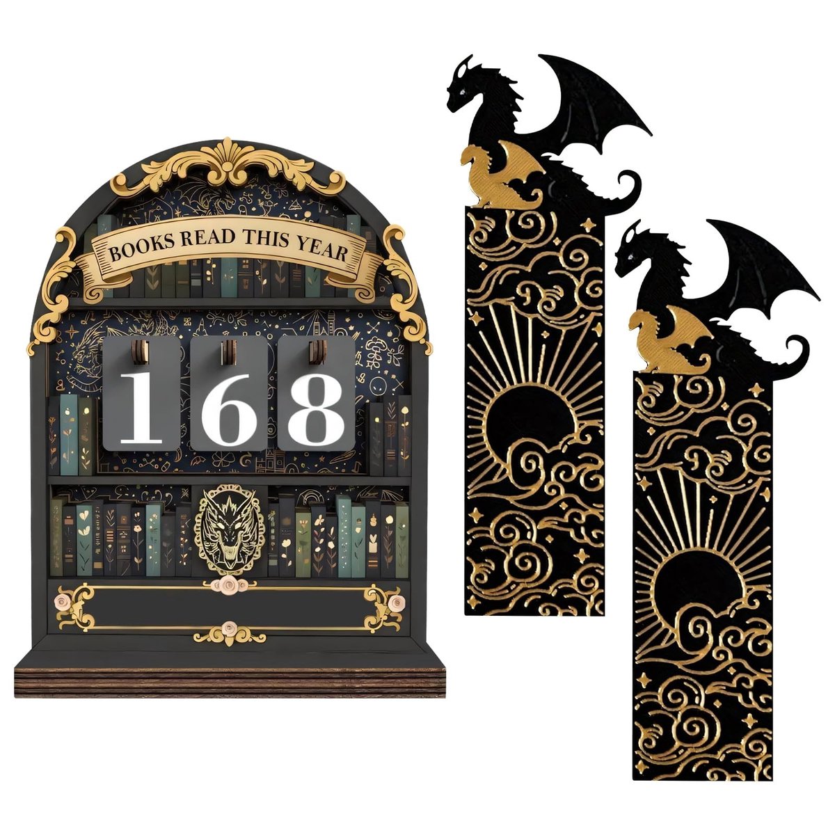 SolidKeus - Set van 3 Houten Boeken Tellers met Bookmark voor Lezers