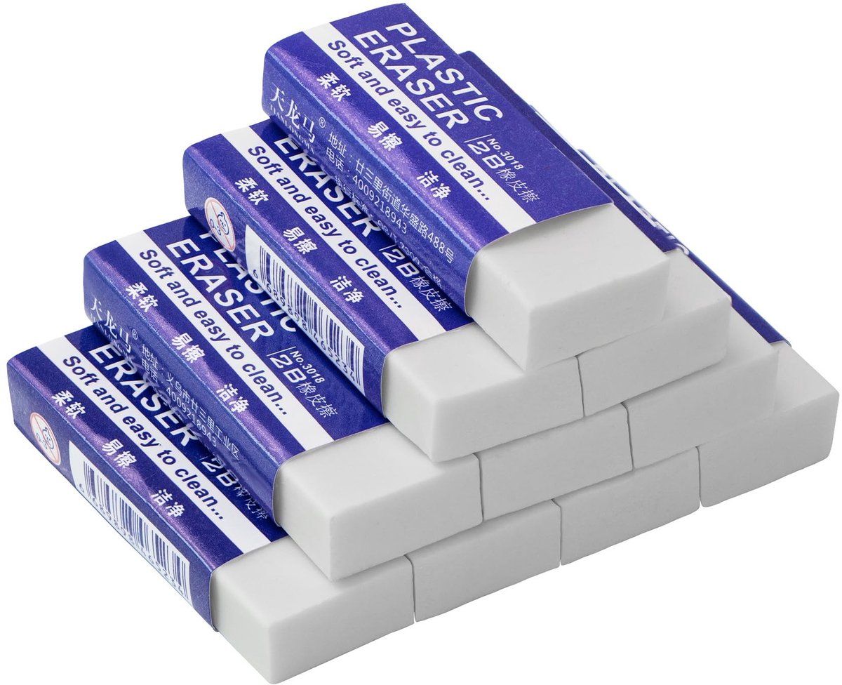 SolidKeus - Set van 10 Witte Rubber Gum voor School en Kantoor