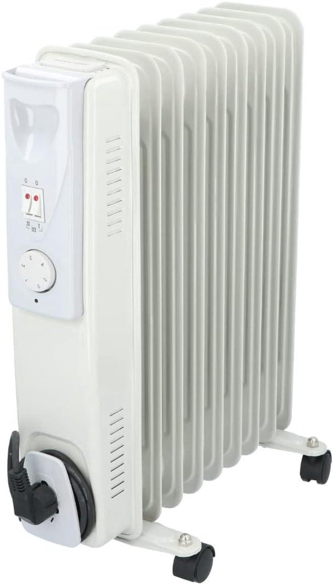 Olieradiator - Elektrische kachel - Ruimte verwarmen - Instelbare thermostaat - 2000W - Wit