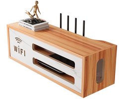 SolidKeus - Wandopslag voor Wifi Router met Verborgen Kabels van Kersenhout