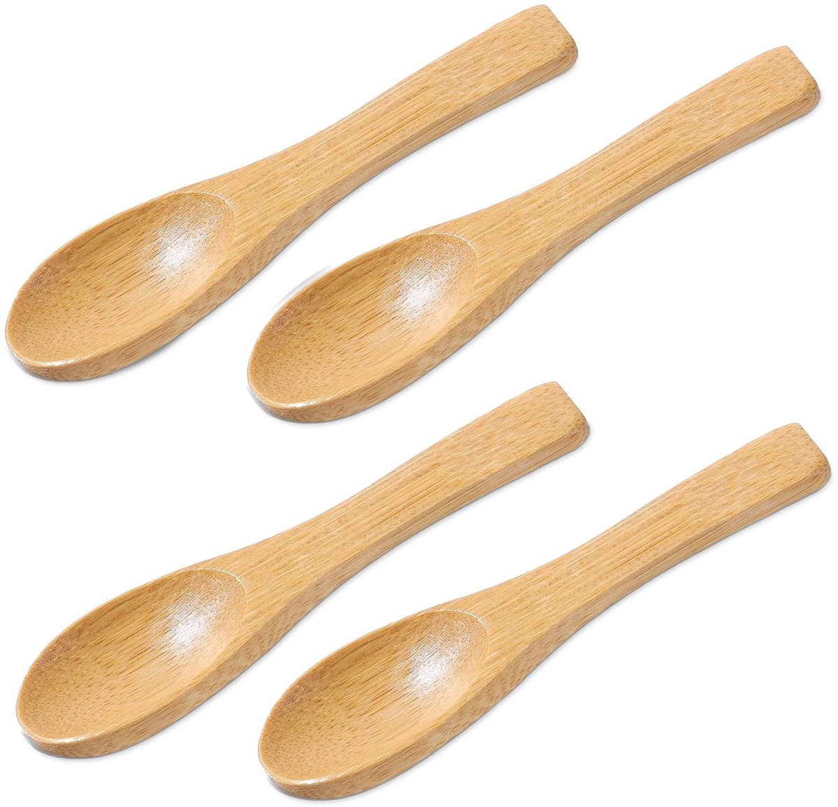 SolidKeus - Set van 4 Kleine Houten Lepels van 9x2 cm voor Keuken en Kruidgebruik