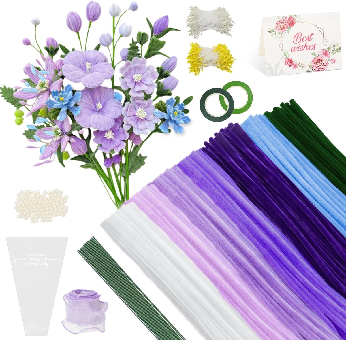 SolidKeus - 885 Stuks Creatieve Pipe Cleaner Bloemen Set voor Handwerken