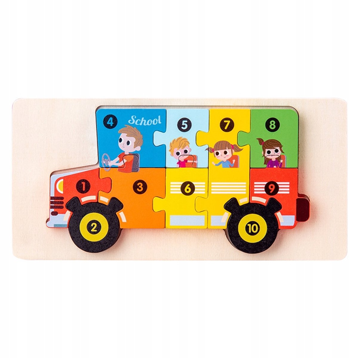 Houten Puzzel Kinderen Schoolbus Educatief Speelgoed 3+