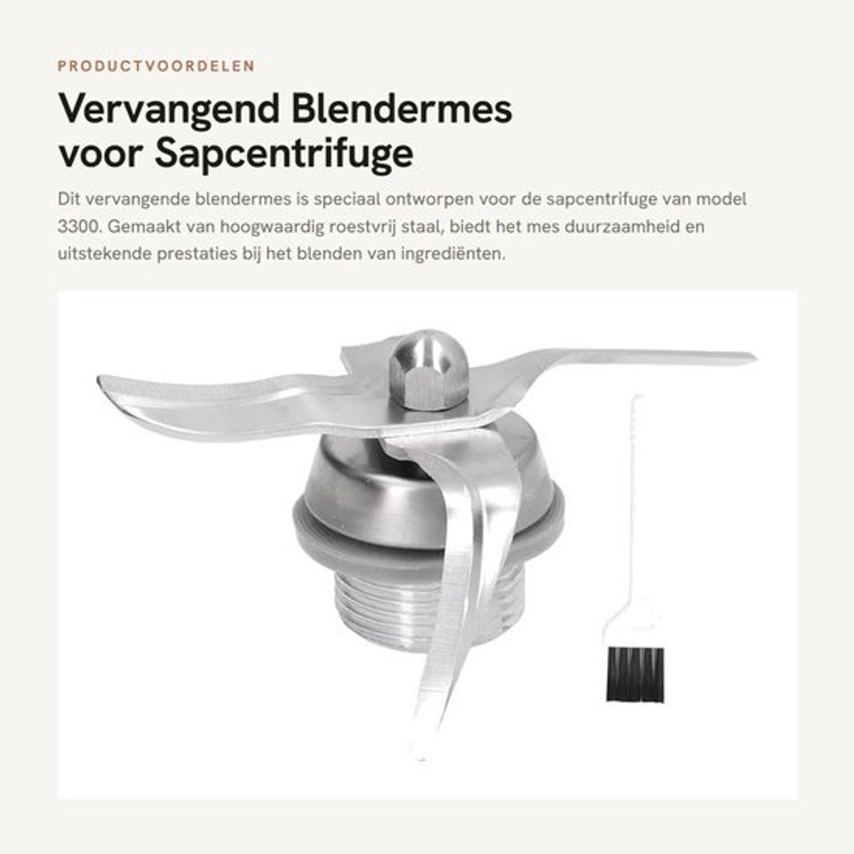Messen Vervangend Blendermes - Roestvrij Staal - Voor Thermomix 3300 - Inclusief Reinigingsborstel - Duurzaam en Gebruiksvriendelijk